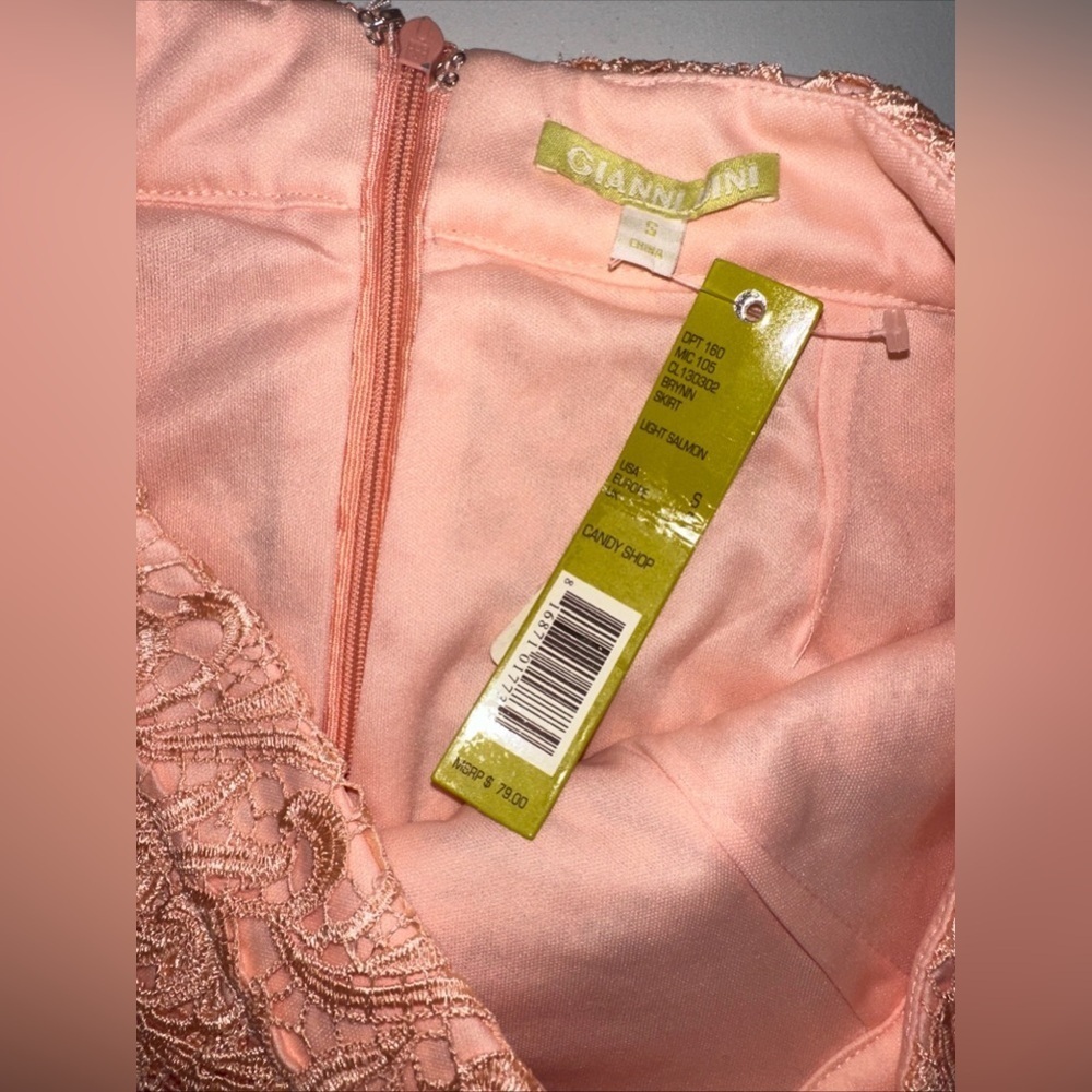 NWT Gianni Bini Sz S Women's Lace Pencil Mini Skirt Brynn  Light Salmon - Picture 6 of 7